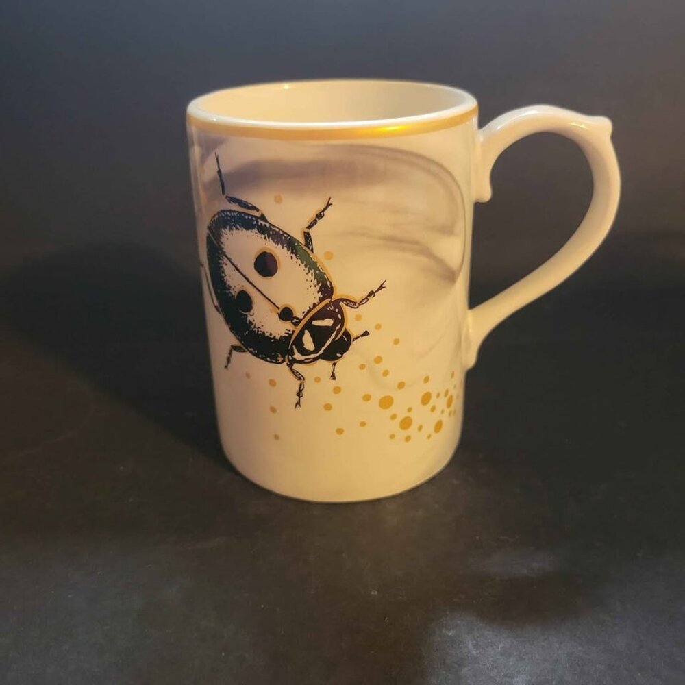 World Market Gold & Black Ladybug 12 oz Coffee Mug